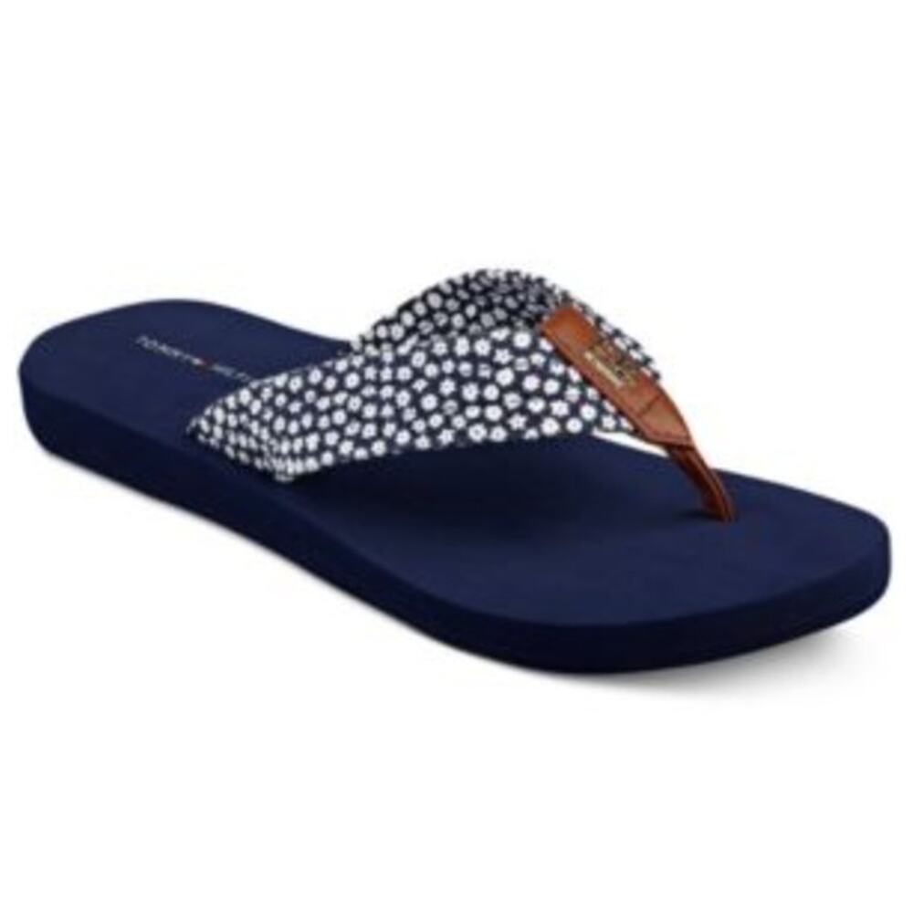 Tommy Hilfiger Women's Chottie-X Classic Thong Sandals Navy Floral Multi Size 7